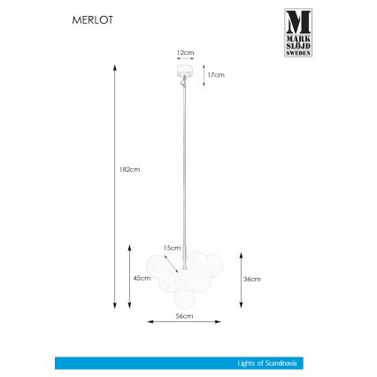 Markslöjd 107903 - Hängande Ljuskrona MERLOT 13xG9/20W/230V