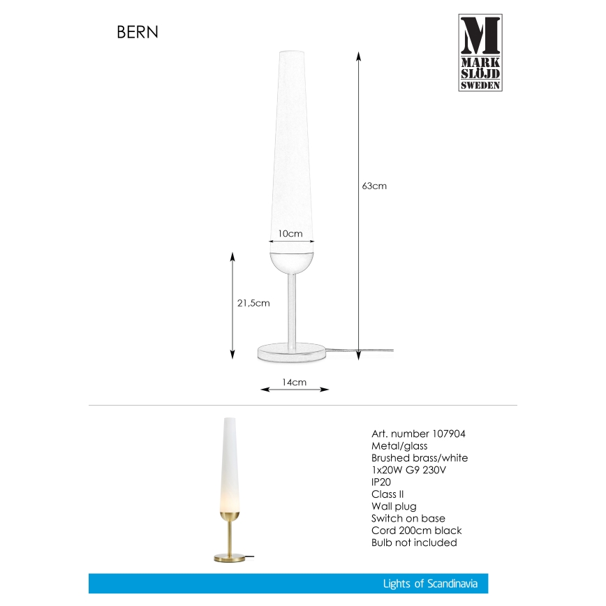 Markslöjd 107904 - Bordslampa BERN 1xG9/20W/230V