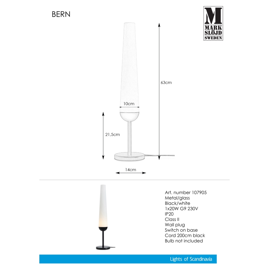 Markslöjd 107905 - Bordslampa BERN 1xG9/20W/230V