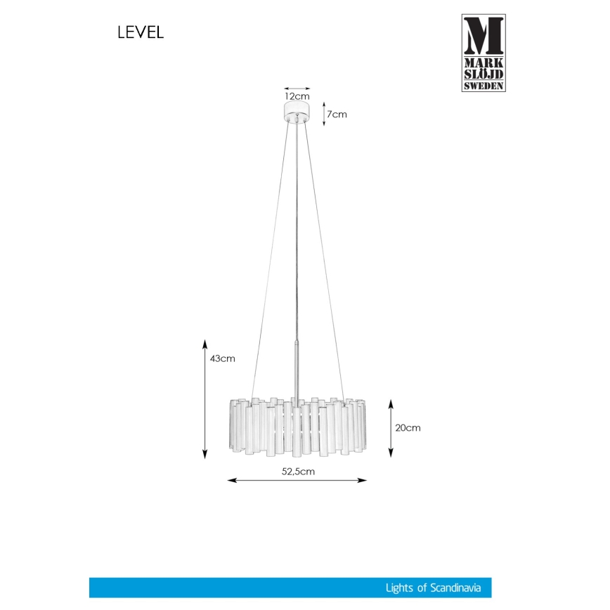 Markslöjd 107925 - Hängande Ljuskrona LEVEL 3xE27/60W/230V