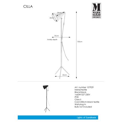 Markslöjd 107929 - Golvlampa CILLA 1xE27/60W/230V