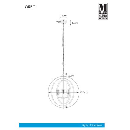 Markslöjd 107941 - Ljuskrona med kedja ORBIT 3xE27/60W/230V