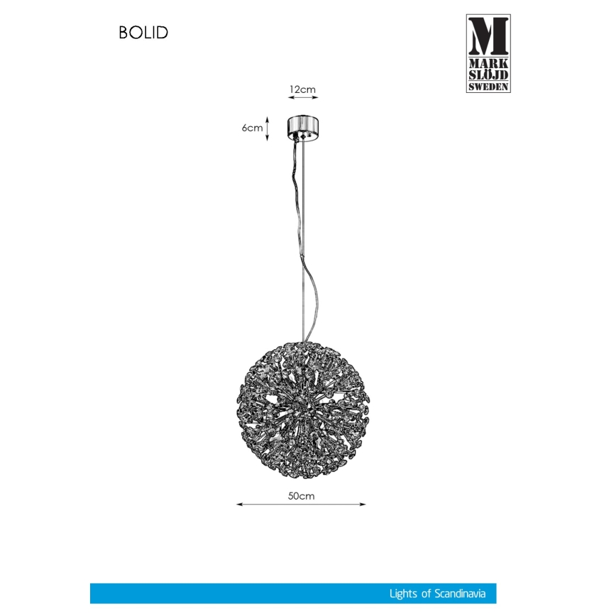 Markslöjd 108101 - Kristallkrona med snöre BOLID 9xG9/20W/230V