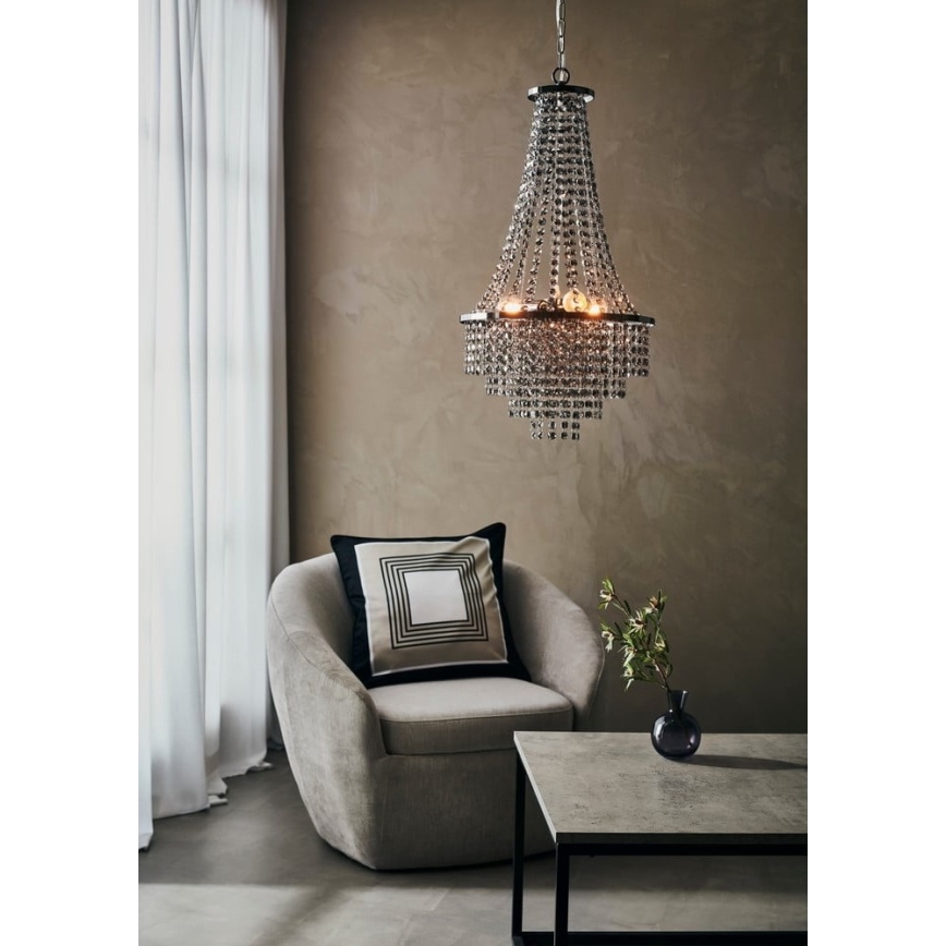 Markslöjd 108124 - Kristallkrona med snöre ALLINGTON 3xE14/25W/230V svart