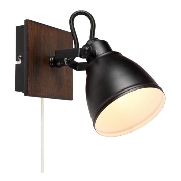 Markslöjd 108211 - Väggspotlight NATIVE 1xE14/18W/230V svart/brun