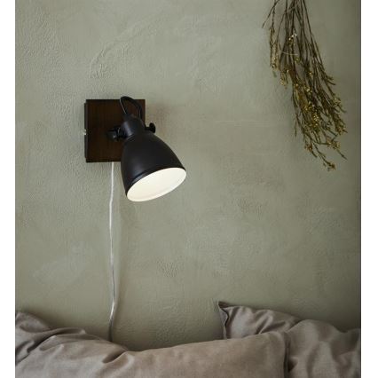Markslöjd 108211 - Väggspotlight NATIVE 1xE14/18W/230V svart/brun