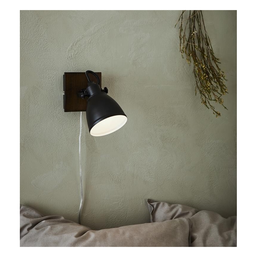 Markslöjd 108211 - Väggspotlight NATIVE 1xE14/18W/230V svart/brun