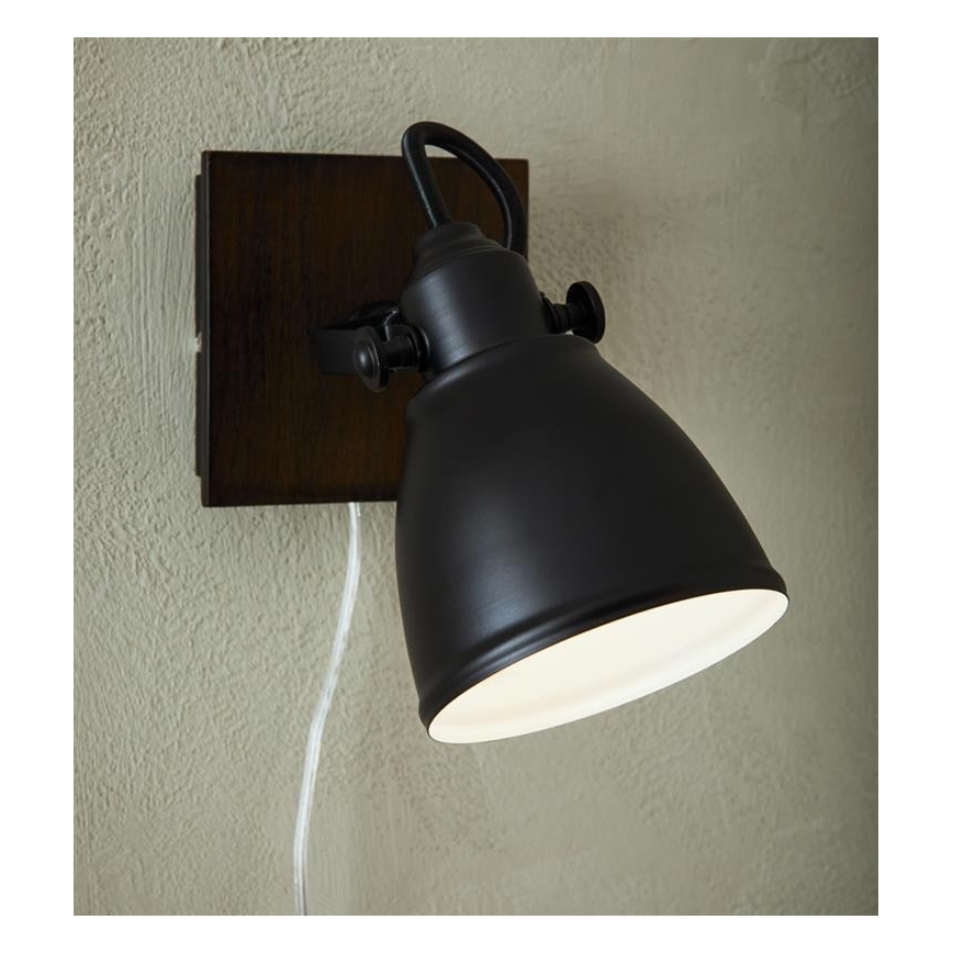 Markslöjd 108211 - Väggspotlight NATIVE 1xE14/18W/230V svart/brun