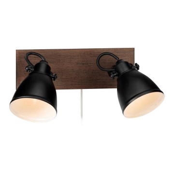 Markslöjd 108213 - Väggspotlight NATIVE 2xE14/18W/230V svart/brun