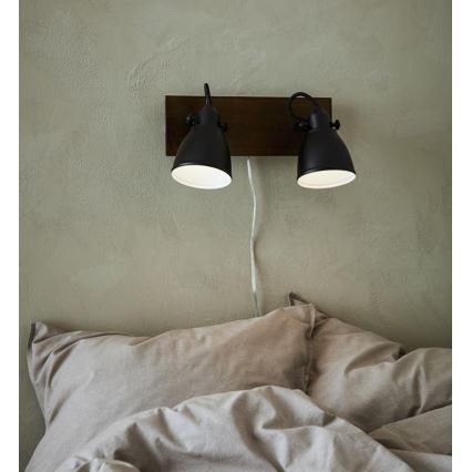 Markslöjd 108213 - Väggspotlight NATIVE 2xE14/18W/230V svart/brun