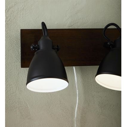 Markslöjd 108213 - Väggspotlight NATIVE 2xE14/18W/230V svart/brun
