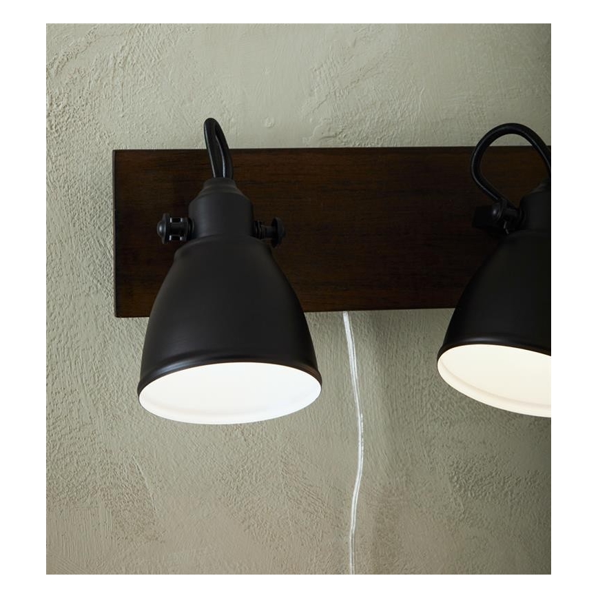 Markslöjd 108213 - Väggspotlight NATIVE 2xE14/18W/230V svart/brun