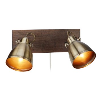 Markslöjd 108214 - Väggspotlight NATIVE 2xE14/18W/230V mässing/brun