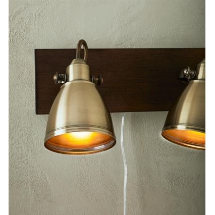Markslöjd 108214 - Väggspotlight NATIVE 2xE14/18W/230V mässing/brun