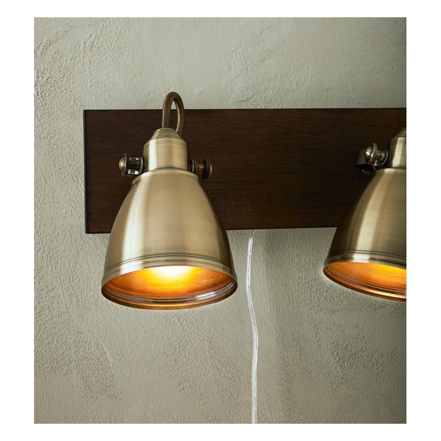 Markslöjd 108214 - Väggspotlight NATIVE 2xE14/18W/230V mässing/brun