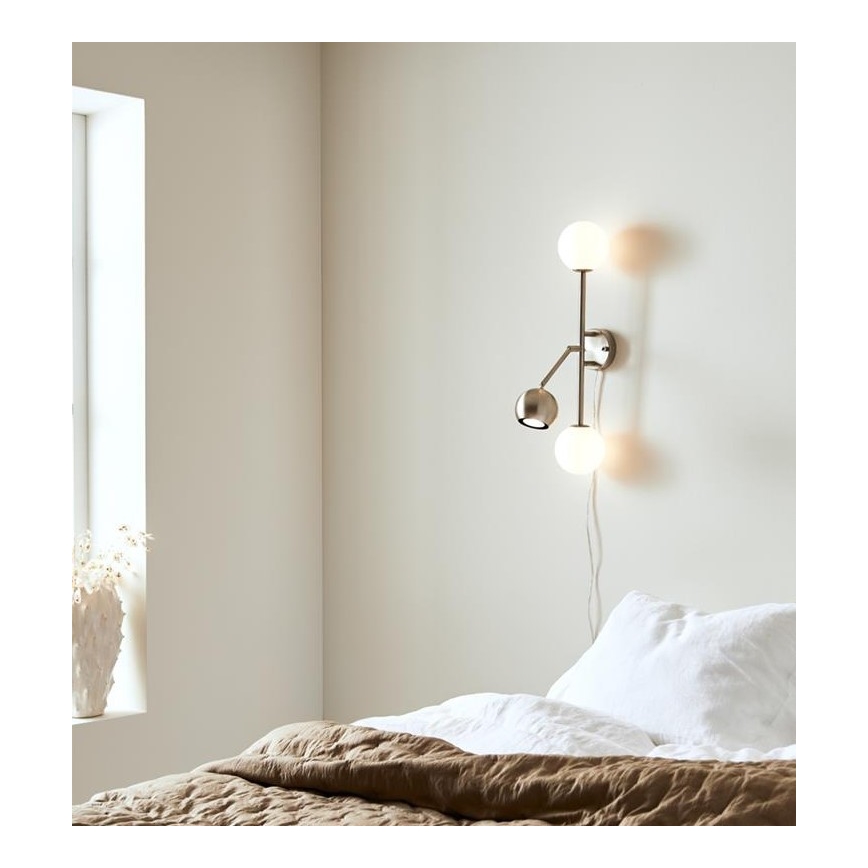 Markslöjd 108256 - Vägglampa BESIDE 2xG9/20W/230V + 1xGU10/7W/230V matt krom