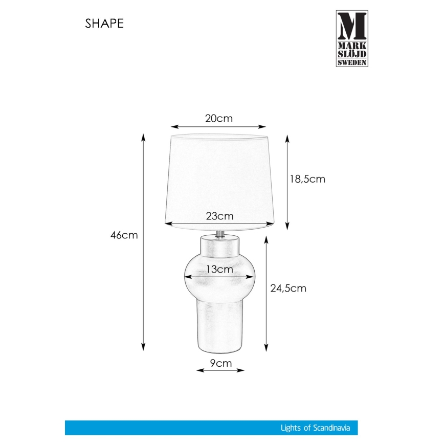 Markslöjd 108450 - Bordslampa SHAPE 1xE27/40W/230V vit