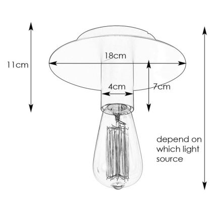 Markslöjd 108540 - Taklampa PIATTO 1xE27/40W/230V svart