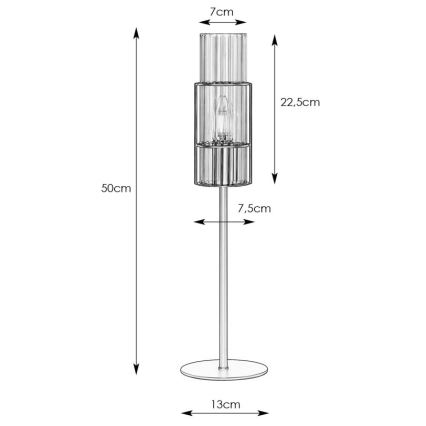 Markslöjd 108557 - Bordslampa TUBO 1xE14/40W/230V 50 cm skinande krom/clear