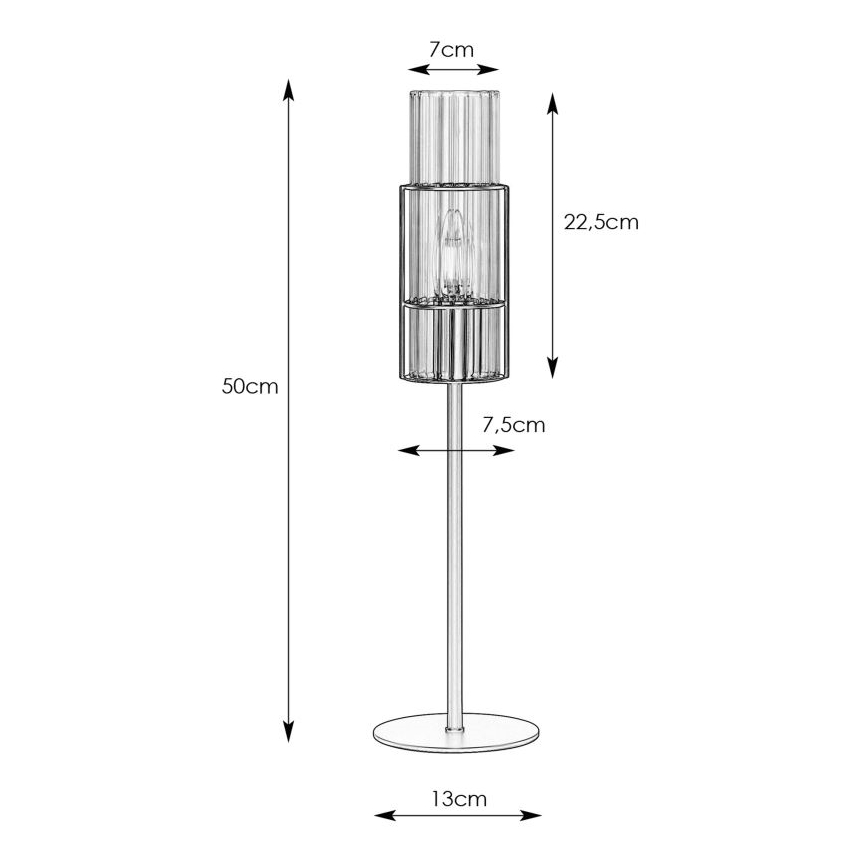 Markslöjd 108557 - Bordslampa TUBO 1xE14/40W/230V 50 cm skinande krom/clear
