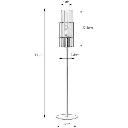 Markslöjd 108558 - Bordslampa TUBO 1xE14/40W/230V 65 cm skinande krom/clear