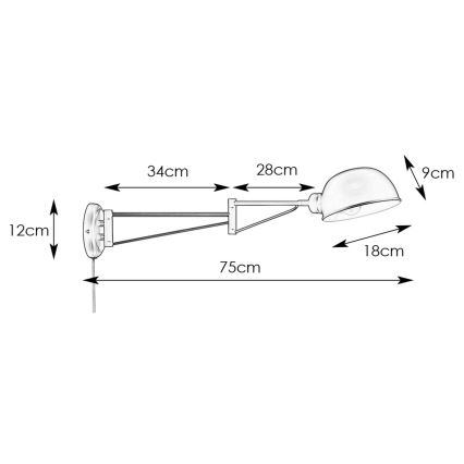 Markslöjd 108587 - Vägglampa PORTLAND 1xE27/40W/230V svart