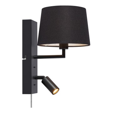 Markslöjd 108595 - LED Vägglampa med USB COMO 1xE14/40W/230V + LED/3W svart