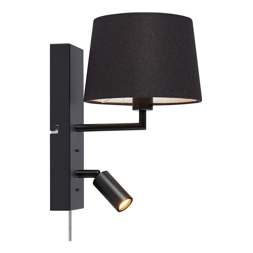 Markslöjd 108595 - LED Vägglampa med USB COMO 1xE14/40W/230V + LED/3W svart