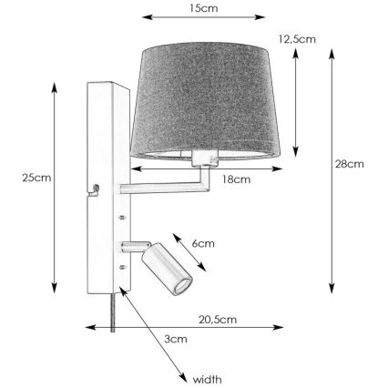 Markslöjd 108595 - LED Vägglampa med USB COMO 1xE14/40W/230V + LED/3W svart