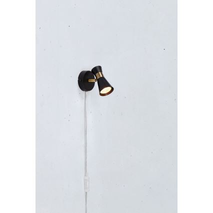 Markslöjd 108625 - Väggspotlight FOLIE 1xGU10/7W/230V svart/mässing