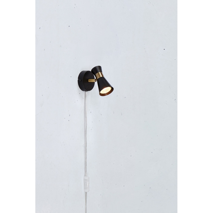 Markslöjd 108625 - Väggspotlight FOLIE 1xGU10/7W/230V svart/mässing