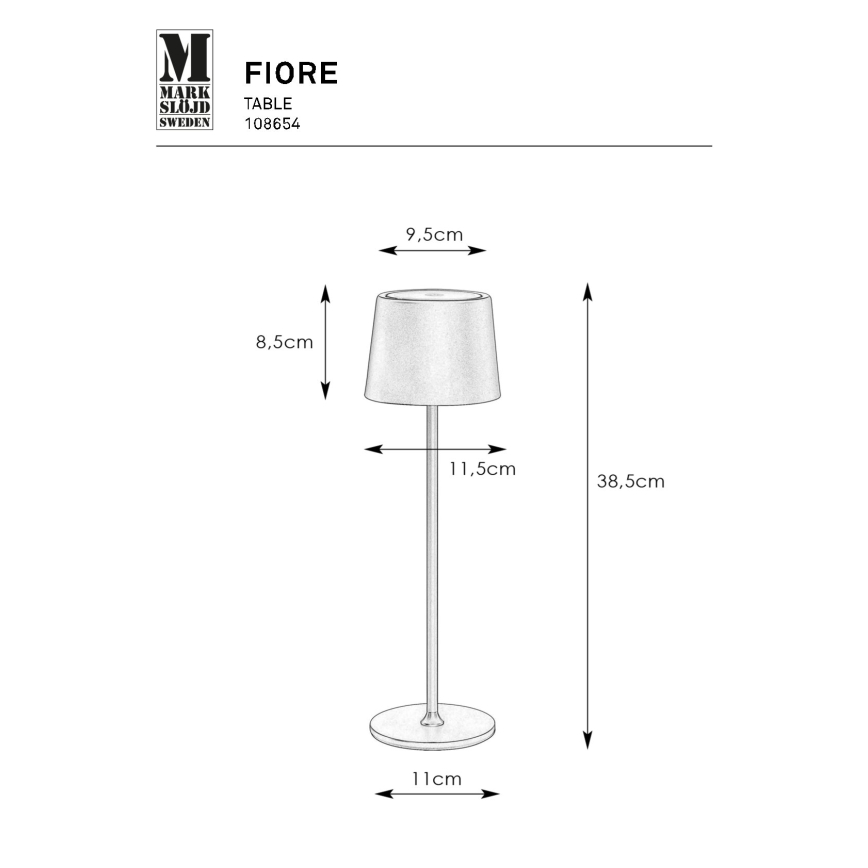 Markslöjd 108654 - LED Ljusreglerad rechargeable lampa FIORE LED/2W/5V IP44 38 cm vit