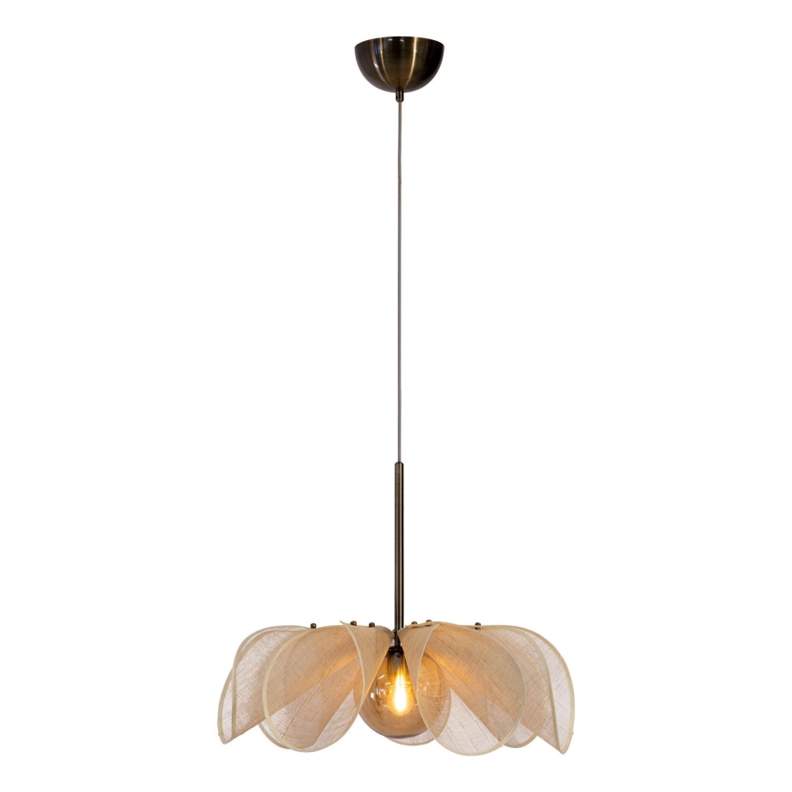 Markslöjd 108659 - Ljuskrona med textilsladd STYRKA 1xE27/40W/230V diameter 63 cm beige