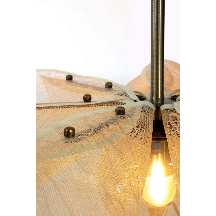 Markslöjd 108659 - Ljuskrona med textilsladd STYRKA 1xE27/40W/230V diameter 63 cm beige