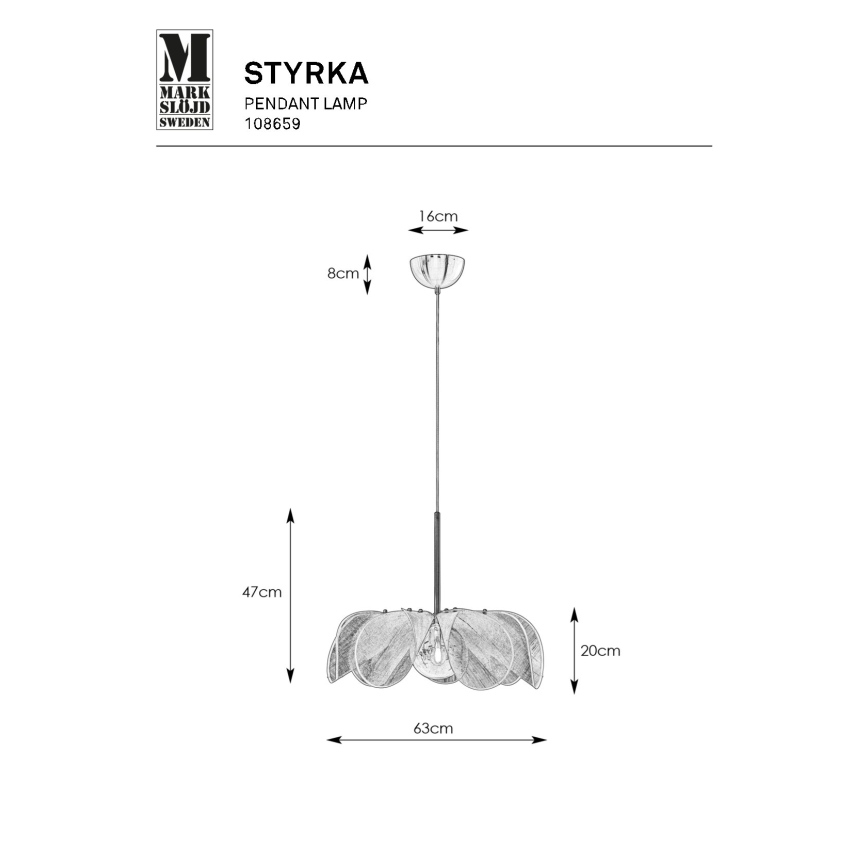 Markslöjd 108659 - Ljuskrona med textilsladd STYRKA 1xE27/40W/230V diameter 63 cm beige