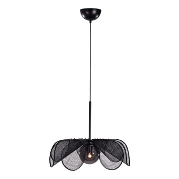 Markslöjd 108660 - Ljuskrona med textilsladd STYRKA 1xE27/40W/230V diameter 63 cm svart