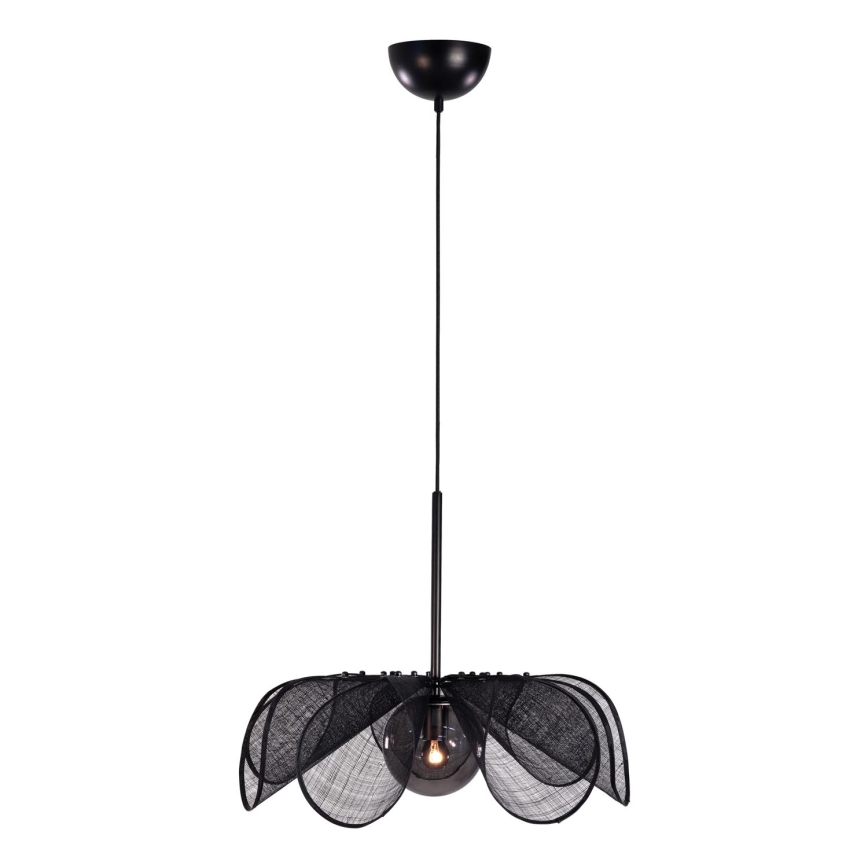 Markslöjd 108660 - Ljuskrona med textilsladd STYRKA 1xE27/40W/230V diameter 63 cm svart