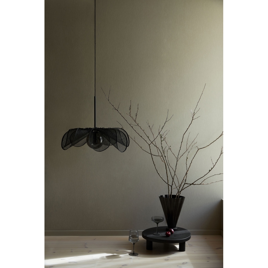Markslöjd 108660 - Ljuskrona med textilsladd STYRKA 1xE27/40W/230V diameter 63 cm svart
