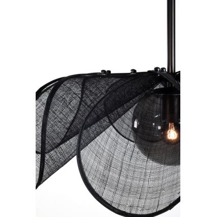 Markslöjd 108660 - Ljuskrona med textilsladd STYRKA 1xE27/40W/230V diameter 63 cm svart
