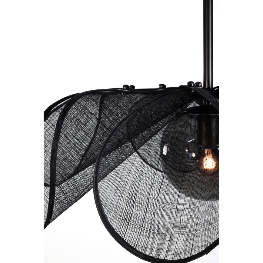 Markslöjd 108660 - Ljuskrona med textilsladd STYRKA 1xE27/40W/230V diameter 63 cm svart