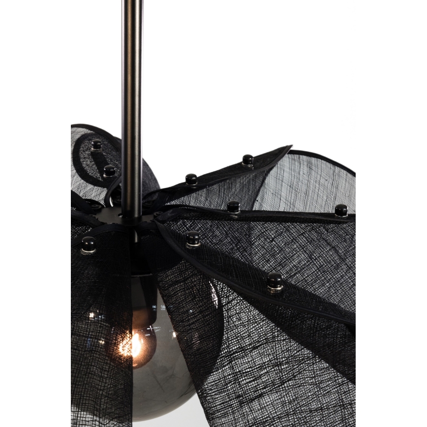 Markslöjd 108660 - Ljuskrona med textilsladd STYRKA 1xE27/40W/230V diameter 63 cm svart