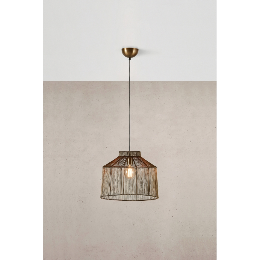 Markslöjd 108667 - Ljuskrona med textilsladd CAPANNA 1xE27/40W/230V mässing
