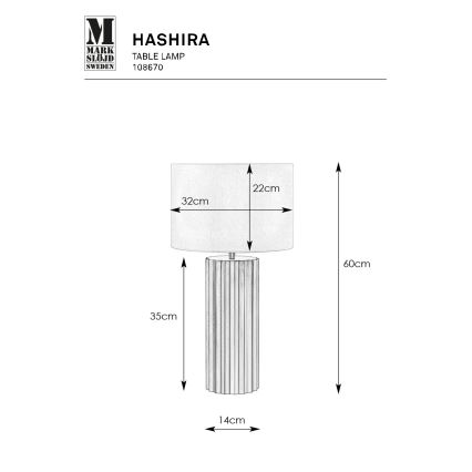 Markslöjd 108670 - Bordslampa HASHIRA 1xE27/40W/230V vit/svart