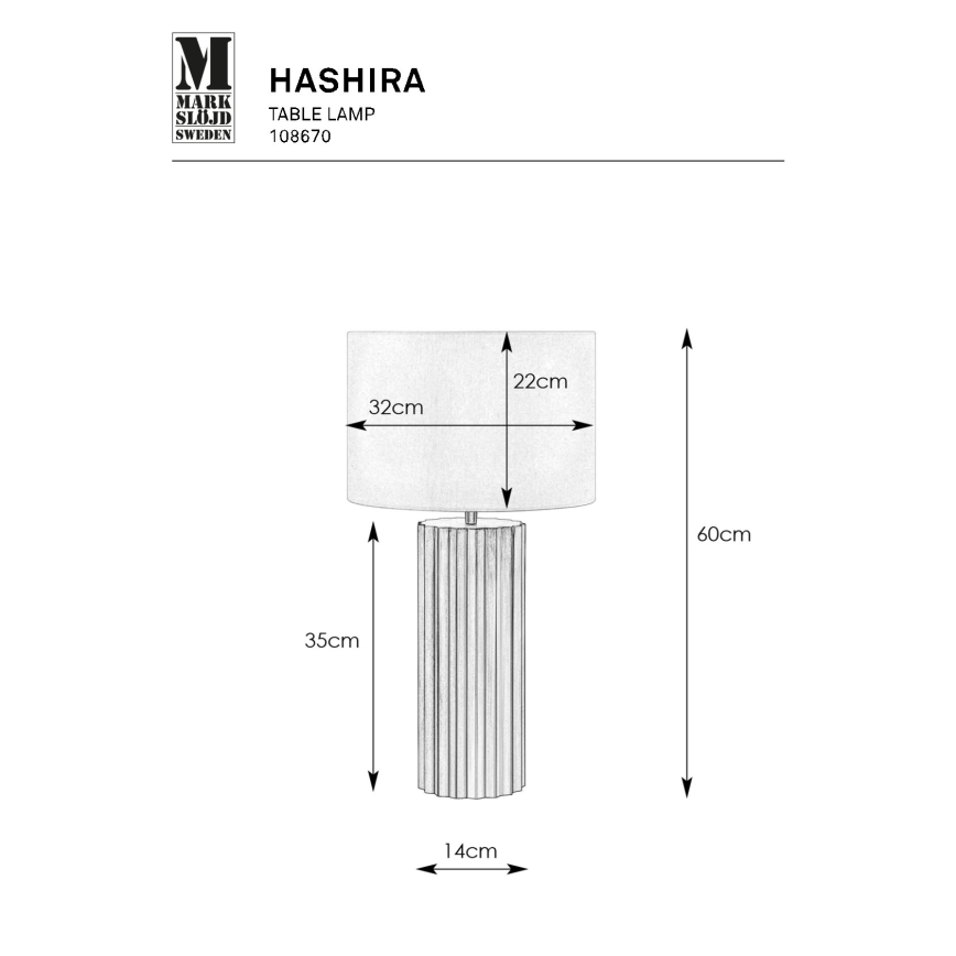Markslöjd 108670 - Bordslampa HASHIRA 1xE27/40W/230V vit/svart