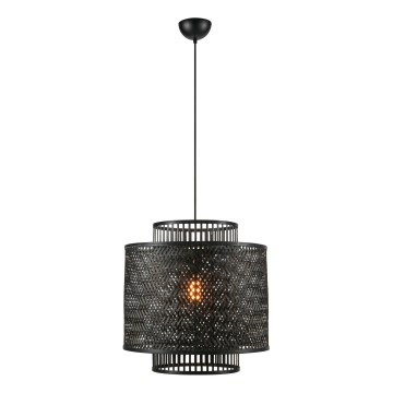 Markslöjd 108676 - Ljuskrona med textilsladd STRATI 1xE27/40W/230V svart/Bambu