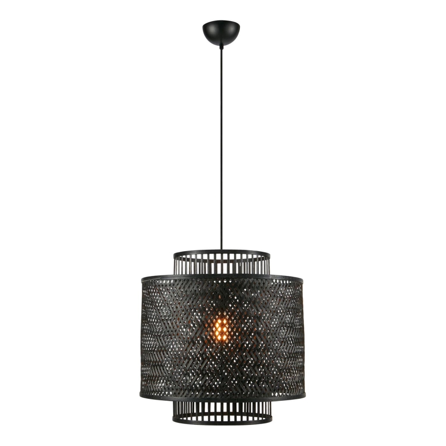 Markslöjd 108676 - Ljuskrona med textilsladd STRATI 1xE27/40W/230V svart/Bambu
