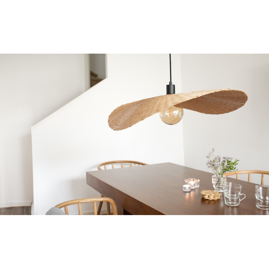 Markslöjd 108677 - Ljuskrona med textilsladd RAYO 1xE27/40W/230V beige/Bambu