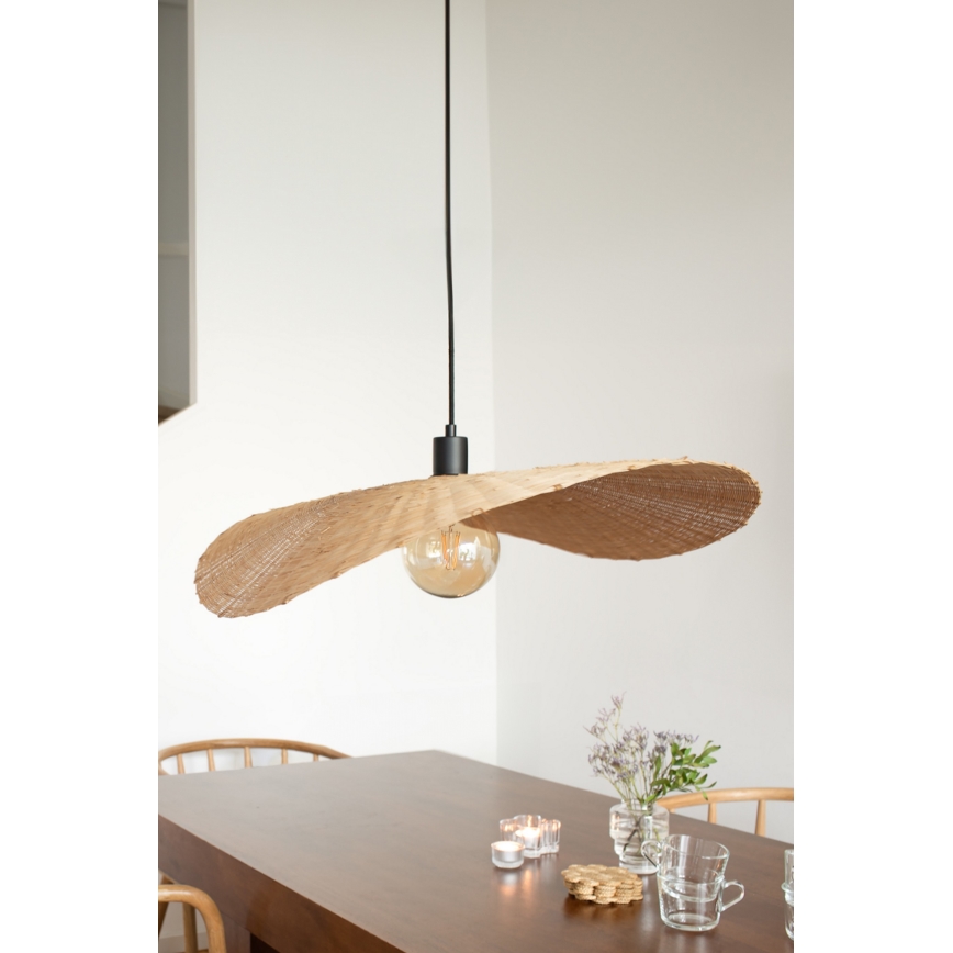 Markslöjd 108677 - Ljuskrona med textilsladd RAYO 1xE27/40W/230V beige/Bambu