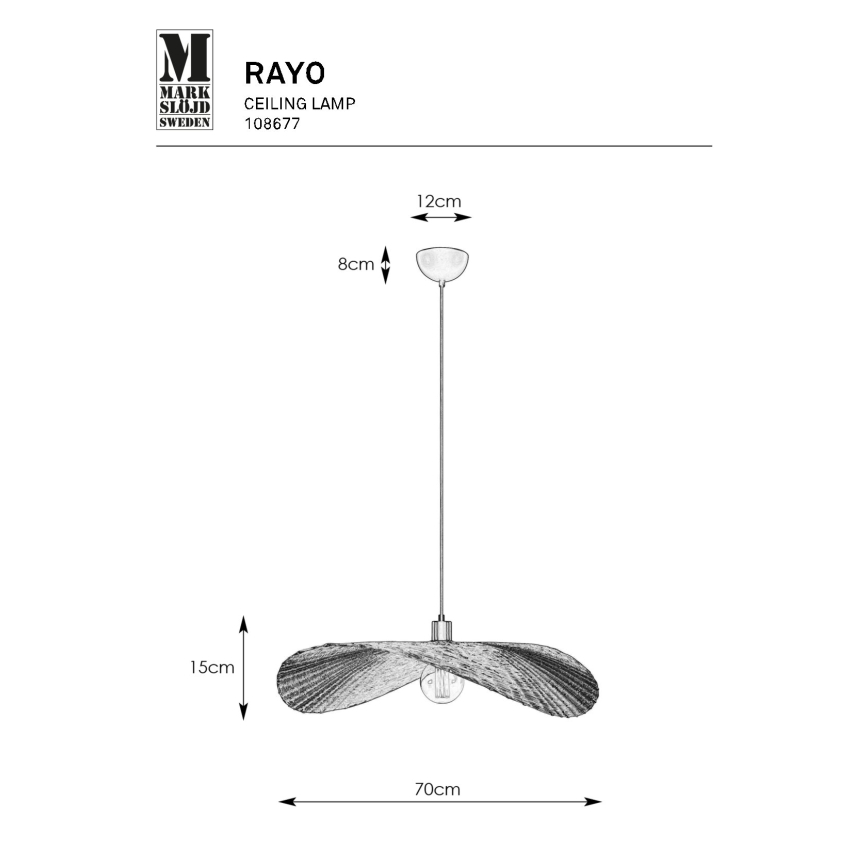 Markslöjd 108677 - Ljuskrona med textilsladd RAYO 1xE27/40W/230V beige/Bambu