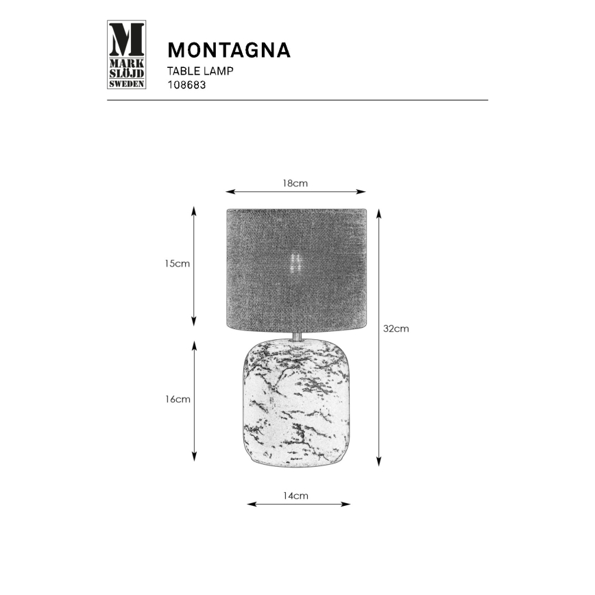 Markslöjd 108683 - Bordslampa MONTAGNA 1xE14/40W/230V 32 cm beige/svart
